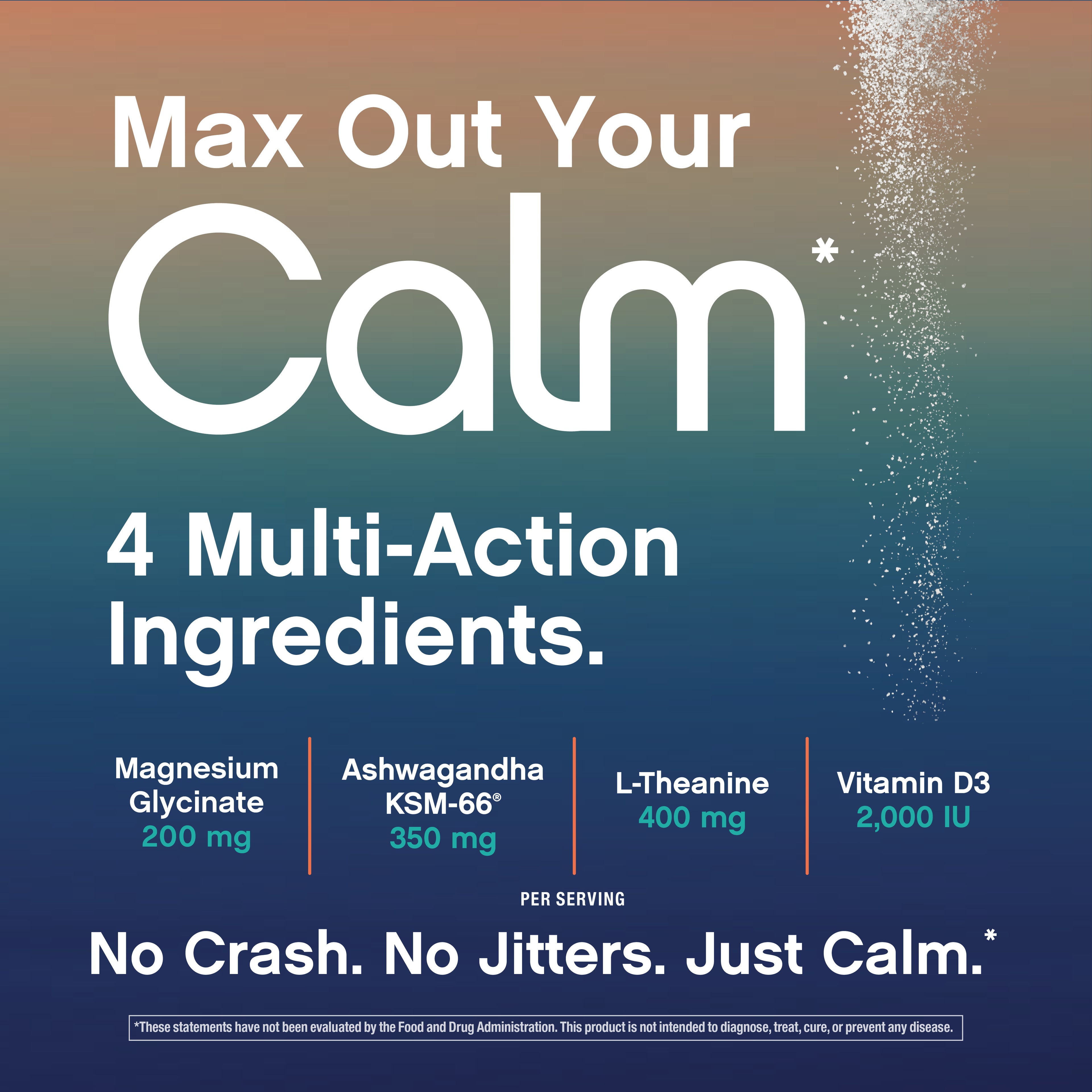 Max Calm Relaxing Drink Mix | Raspberry-Lemonade Flavor | Magnesium & KSM-66 Ashwagandha Supplement | Supports Relaxation | 30 Single-Serve Packets
