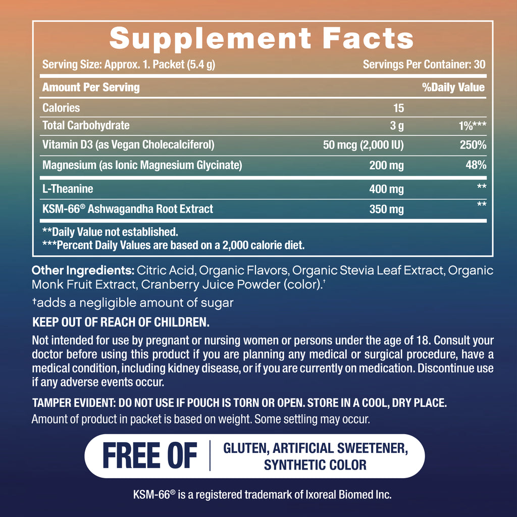 Max Calm Relaxing Drink Mix | Raspberry-Lemonade Flavor | Magnesium & KSM-66 Ashwagandha Supplement | Supports Relaxation | 30 Single-Serve Packets