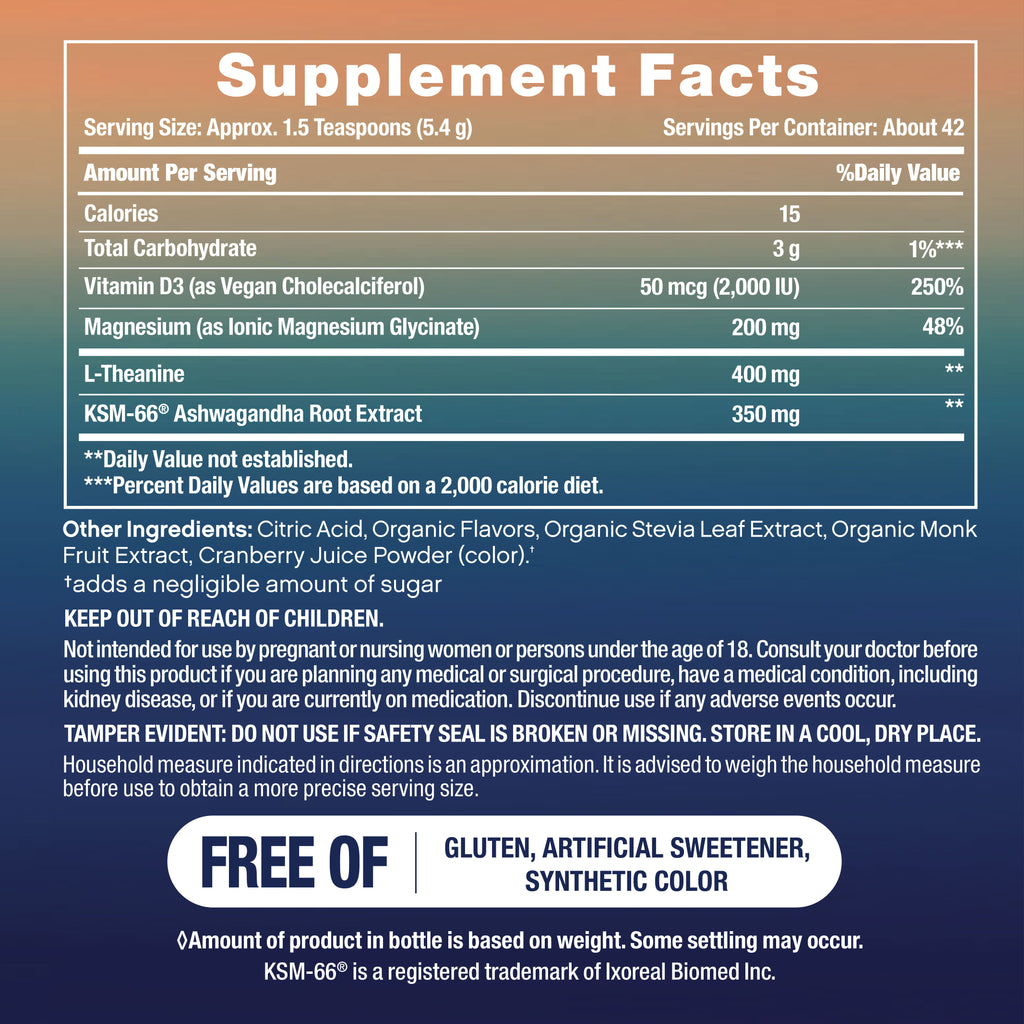 Max Calm Relaxing Drink Mix | Raspberry-Lemonade Flavor | Magnesium Glycinate, KSM-66 Ashwagandha, L-Theanine & Vitamin D3 | MaxCalm | Gluten-Free, Vegan | 8 Ounce Powder